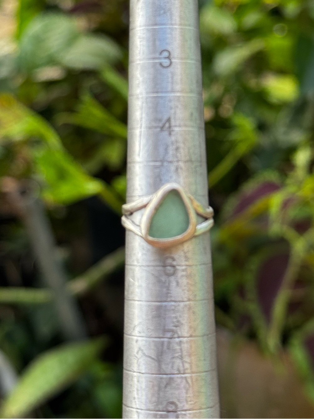 *SOLD*Blue sea glass Sea tumbled sea glass sterling & fine silver ring - Picture 4 of 4